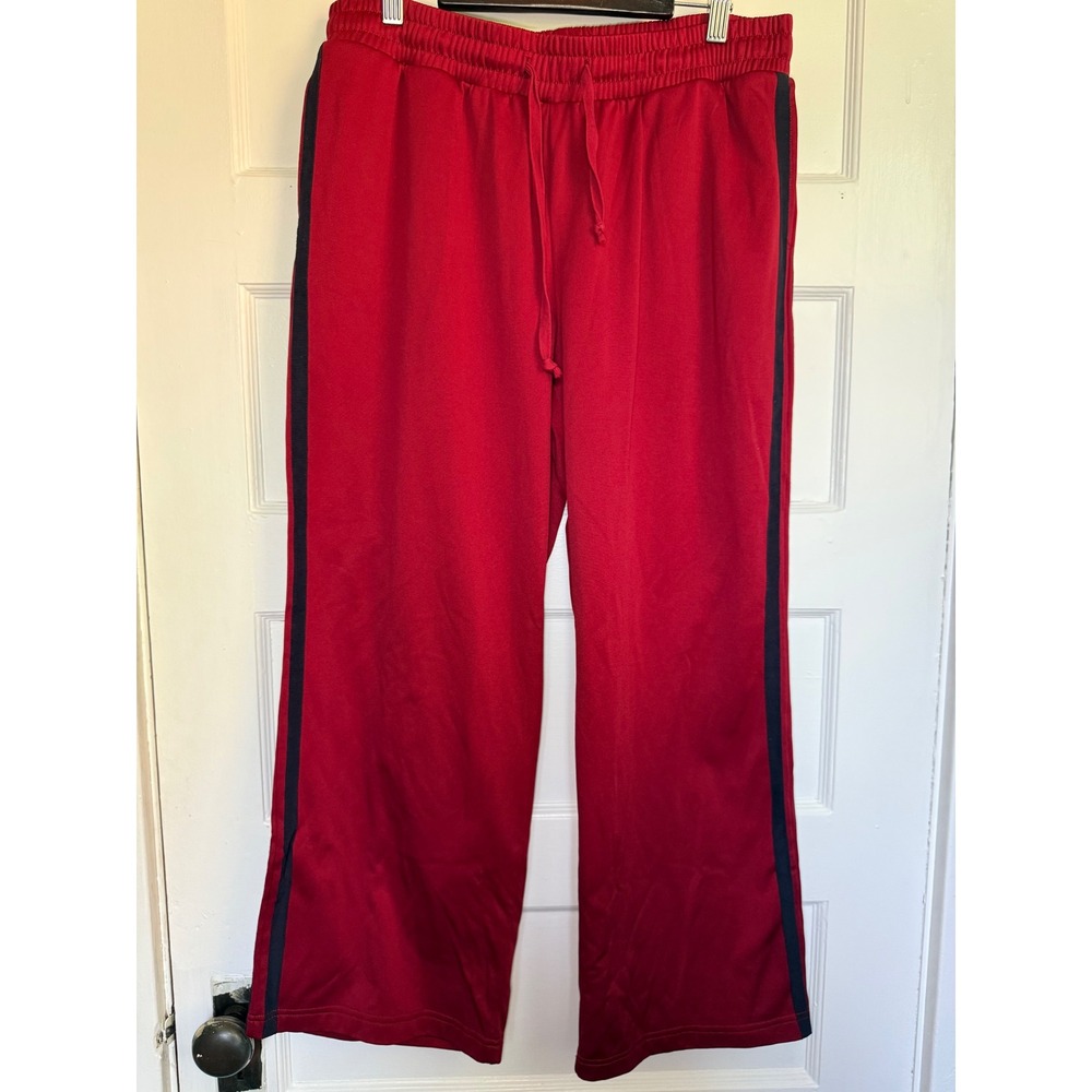 American Eagle Track Pants Red Navy Side Stripe Wide Leg Drawstring Lounge L